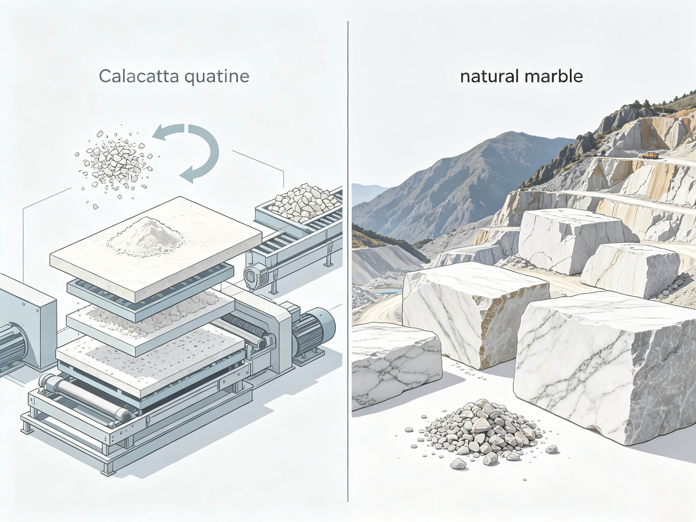 Calacatta Quartz Countertops vs Natural Marble A Complete Comparison for Homeowners and Specifiers (1)
